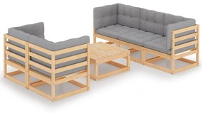 3076379 vidaXL Set mobilier de grădină cu perne, 6 piese, lemn masiv de pin