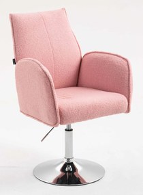 HR280N Scaun Roz Pudra Boucle cu Bază Cromata