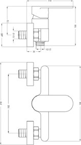 ALPINIA Baterie dus crom Deante BGA_040M