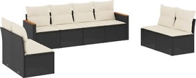 vidaXL Set mobilier de grădină cu perne, 8 piese, negru, poliratan