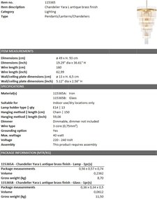 Candelabru dimabil design elegant Yara L, alama antica 115365 HZ