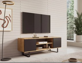 Comodă TV TV Lofter Herringbone cm – 135x40x49 cm – Oak Craft / Negru