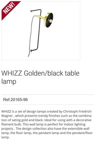 Lampa de perete design modern WHIZZ auriu/negru