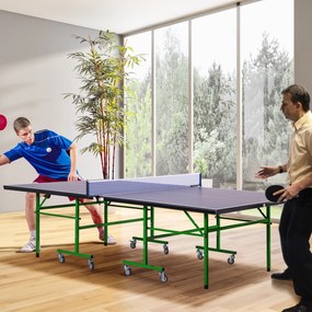 HOMCOM masă de ping pong pliabilă masă de ping pong roți masă de ping pong pentru interior masă de ping pong pentru exterior violet verde