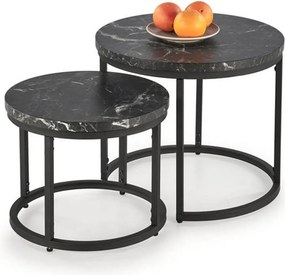 Set 2 masute cafea OREO, negru cu efect de marmura