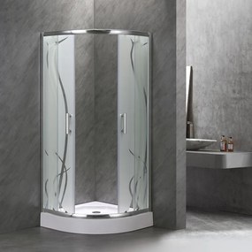 Cabină de duș curbată Spirit BAMBOO 80x80x194 cm, cu cădiță de duș din acril armat