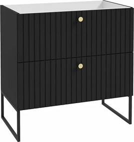 Dulap suspendat pentru lavoar negru mat Defra Fuego 80 cm