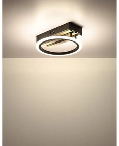 Plafoniera LED CCT BLEVINS riflaj MDF cu efect de lemn