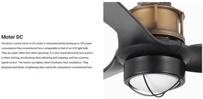 Lustra cu Ventilator si telecomanda JUST FAN XS LED auriu vintage/negru