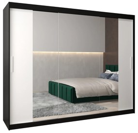 Dulap de haine 250 cm Toki 2 (negru mat + alb mat). 1065031
