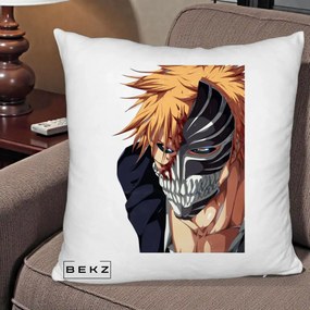 Perna Personalizata Bleach Ichigo Masca Hollow, 40x40 cm, Alb Pufos, Husa Detasabila, Perna Inclusa, BEKZ®