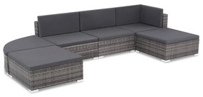 44425 vidaXL Set mobilier de grădină cu perne, 6 piese, gri, poliratan