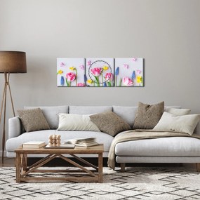 Tablou - Flori de primăvară (cu ceas) (90x30 cm)