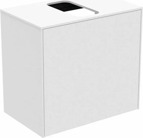 Dulap baza suspendat Ideal Standard Atelier Conca 1 sertar si blat cu decupaj central 60 cm alb mat