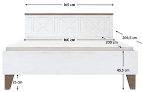 Pat matrimonial 160 cm Telegrafo (pin canyon + stejar sonoma truflă) (cu somieră). 1116512