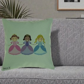Perna Personalizata Printese Diverse Ilustratie, 40x40 cm, Verde, Husa Detasabila, Perna Inclusa, BEKZ®