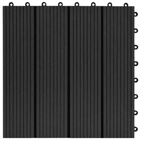 Placi de pardoseala 11 buc, negru, 30 x 30 cm ,WPC, 1 mp Negru, 11, Model 1