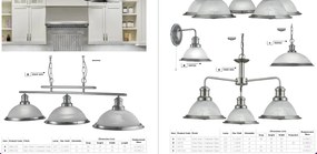 Lustra suspendata design clasic Bistro 5L argintiu satin 1595-5SS SRT