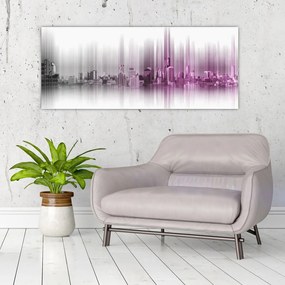 Tablou - Panorama orașului, roz-gri (120x50 cm)