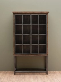 Vitrina din lemn de mango, metal si sticla, aspect vintage, Durbuy