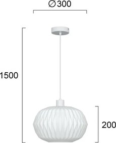 Lustră pe cablu CARSON 1xE27/40W/230V, albă