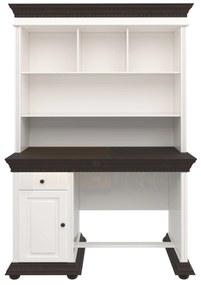 Birou cu biblioteca Luxus alb/nuc 125.5 x 65 x 196 cm