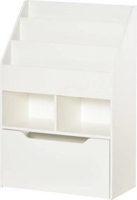 HOMCOM Raft pentru copii cu sertar, Raft pentru cărți cu rafturi, 60 x 29,9 x 90 cm, Alb | Aosom Romania