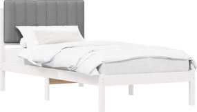 vidaXL Cadru de pat cu tăblie tapițată Gri deschis 90 x 190 cm