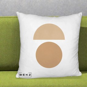 Perna Decorativa Geometric Minimalist Auriu, 40x40 cm, Alb Pufos, Husa Detasabila, Perna Inclusa, BEKZ®