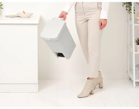 Coș cu pedală Brabantia StepUp 1008480, 16 L, Materiale ecologice, Deschidere mare, Gri deschis