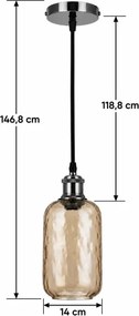 BRILAGI-LED Lustră pe cablu RETRO GLASS 1xE27/60W/230V Ø 14 cm negru/maro fumuriu