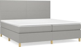 vidaXL Pat box spring cu saltea, gri deschis, 200x200 cm, textil