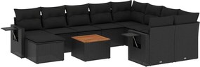 vidaXL Set canapele de grădină cu perne, 11 piese, negru, poliratan