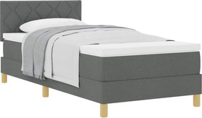 vidaXL Pat cu arcuri cu saltea Gri închis 90 x 190 cm țesătură