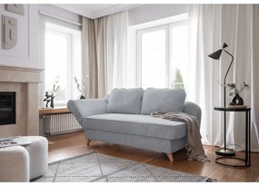 Șezlong gri deschis cu tapițerie din catifea reiată (cu colț pe partea stângă) Chic Charlotte – Miuform