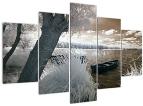 Tablou cu barca pe lac (150x105 cm)