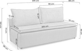 Canapea rozkladana Firioza cu spațiu de depozitare - bej plusz Tilia 03