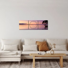 Tablou cu nivelul apei la răsăsrit de soare (cu ceas) (90x30 cm)