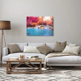 Tablou pe sticlă lagyna turcuaz, Laos, Tat Kuang Si (70x50 cm)