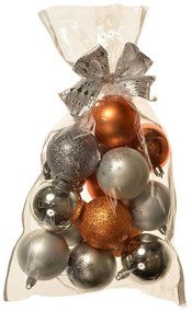 Set decorațiuni de Crăciun Becca, 16 buc., diam. 6 cm, argintiu și portocaliu