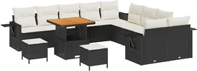 vidaXL Set de canapele pentru grădină 13 pcs Negru poliratan