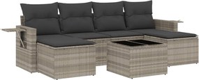 vidaXL Set canapele de grădină cu perne, 7piese gri deschis poliratan