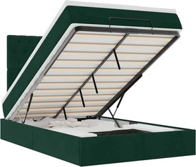 vidaXL Cadru de pat otoman cu saltele, catifea verde închis 120x200cm