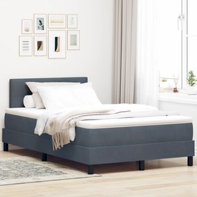 vidaXL Pat cu Arcuri și Saltea Gri Închis 120x190 cm Catifea