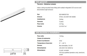 Lustra liniara cu lumina directa si indirecta STEEL Accent White 4000K