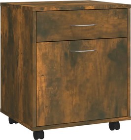 vidaXL Dulap cu roți, stejar fumuriu, 45x38x54 cm, lemn prelucrat