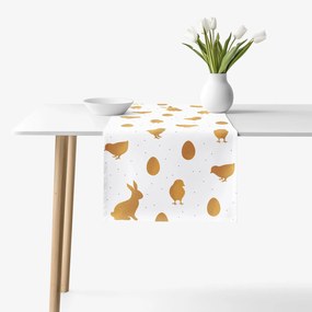 Goldea napron de masă 100% bumbac solid - simboluri aurii de paște 35x140 cm