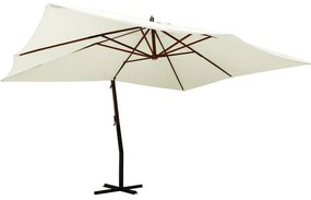 vidaXL Umbrelă consolă de grădină stâlp din lemn, nisipiu, 400x300 cm