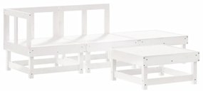 3186481 vidaXL Set mobilier relaxare de grădină, 4 piese, alb, lemn masiv pin