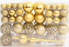 vidaXL Set globuri de Crăciun 111 buc. auriu polistiren
